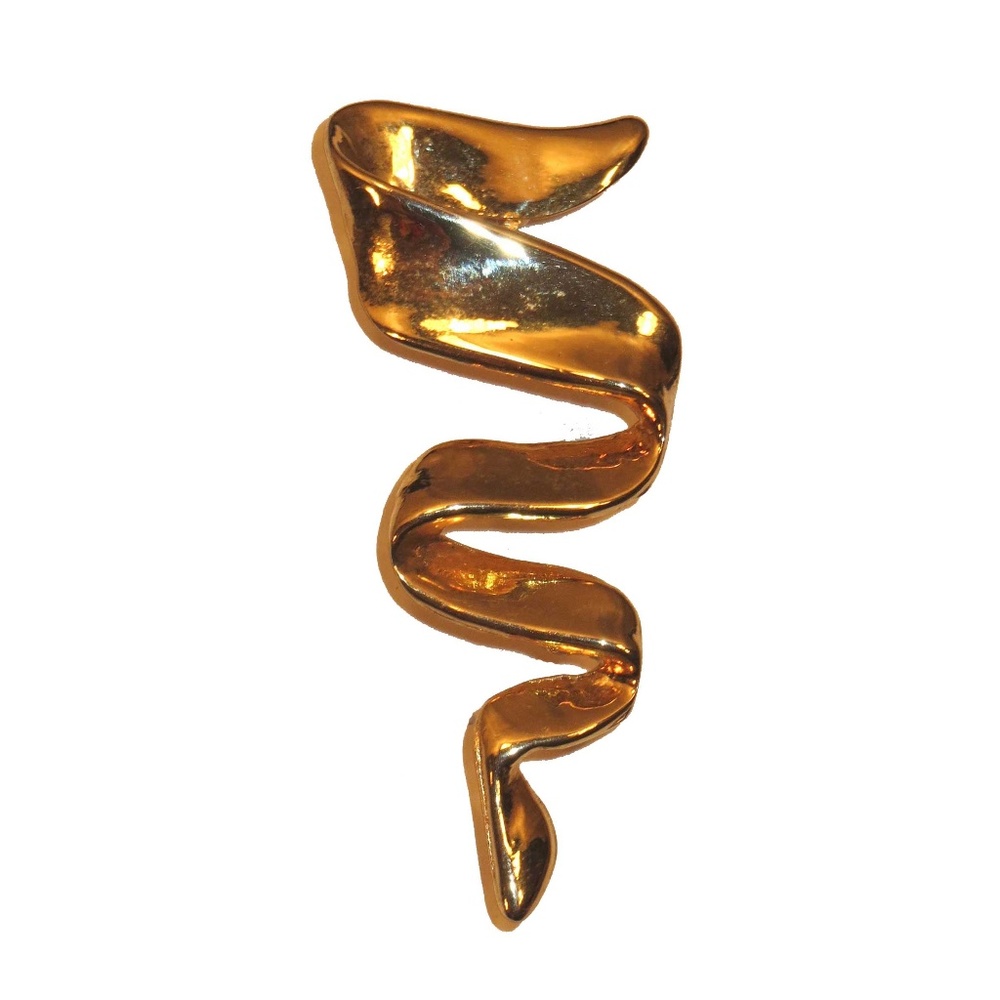 Pin / Brooch - Stylish Gold Zig-Zag Ribbon Swoosh